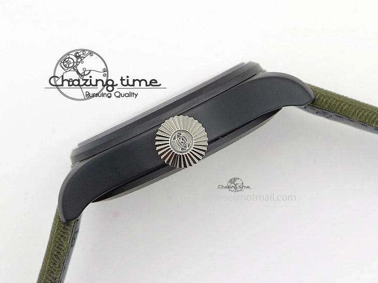 MIROTIME 0308 Big Pilot Top Gun Miramar PVD Plated Titanium on Green Nylon Strap A23J Refined 7398